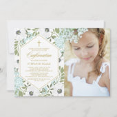 Weißes Anemones blaues Foto Einladung (Vorderseite)