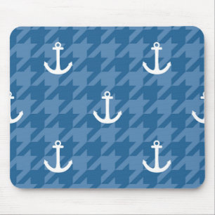 Weißes Anker-Muster Mousepad