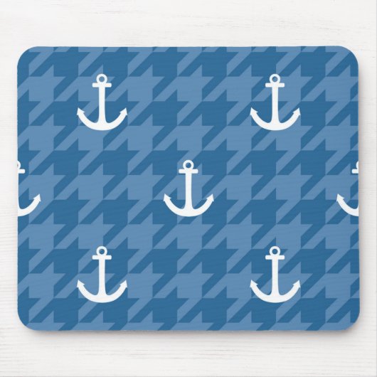Weißes Anker-Muster Mousepad (Vorne)