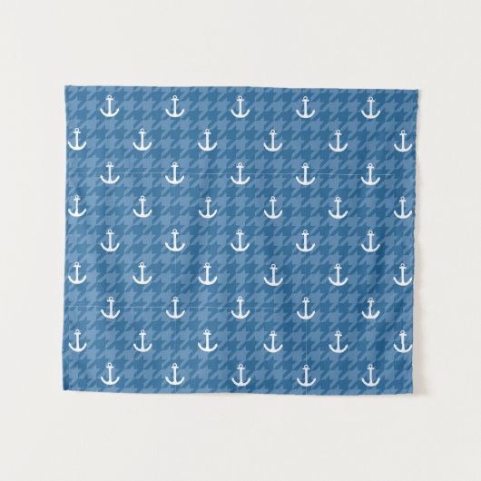 Weißes Anker-Muster Wandteppich (Vorderseite (Horizontal))