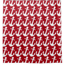Weißes Ankermuster auf rotem Hintergrund, aukal