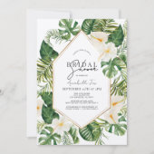 Weißes Anthurium und Hibiskus Blumenkohl Brautpart Einladung (Vorderseite)