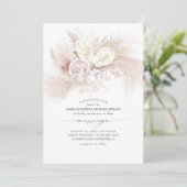 Weißes Anthurium und Pampas-Gras Elegante Ehe Einladung (Stehend Vorderseite)