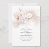 Weißes Anthurium und Pampas Gras Probe Abendessen Einladung (Vorderseite)