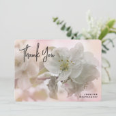 Weißes Apfelblütenfoto Dankeskarte (Stehend Vorderseite)