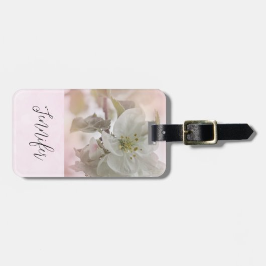 Weißes Apfelblütenfoto Gepäckanhänger (Vorderseite horizontal)