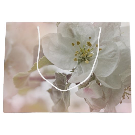 Weißes Apfelblütenfoto Große Geschenktüte (Vorderseite)