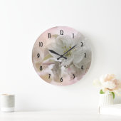 Weißes Apfelblütenfoto Große Wanduhr (Zuhause)
