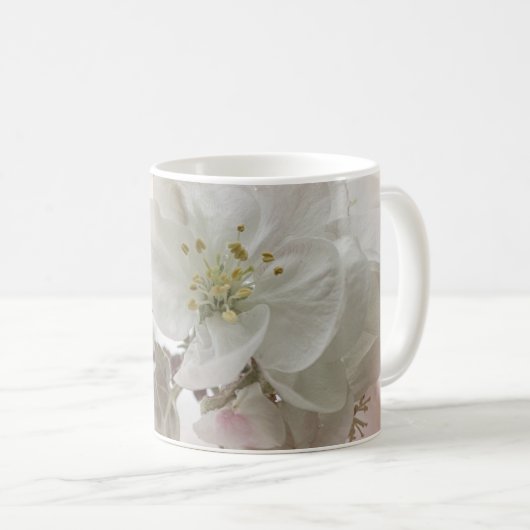Weißes Apfelblütenfoto Kaffeetasse (VorderseiteRechts)