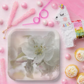 Weißes Apfelblütenfoto Pappteller (Party)