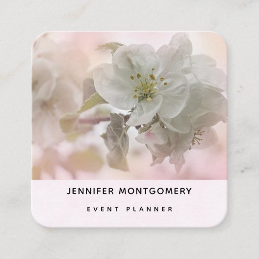 Weißes Apfelblütenfoto Quadratische Visitenkarte (Vorderseite)