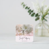 Weißes Apfelblütenfoto Quadratische Visitenkarte (Stehend Vorderseite)