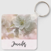 Weißes Apfelblütenfoto Schlüsselanhänger (Rückseite)