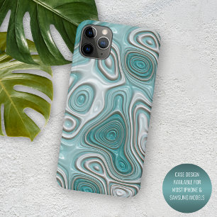 Weißes Aqua Türkis Grünes Wirbelkunstmuster Case-Mate iPhone Hülle