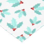 Weißes aquamarines Stechpalmen-Laub-rotes Tischdecke (Schrägansicht)