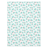 Weißes aquamarines Stechpalmen-Laub-rotes Tischdecke (Vorderseite)