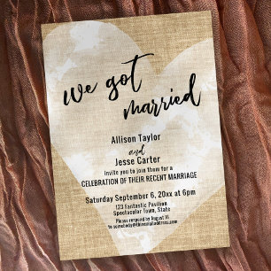 Weißes Aquarell-Herz Wir haben geheiratet Jute-Par Einladung