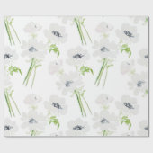 Weißes Aquarellanemon Blume Geschenkpapier (Flach)