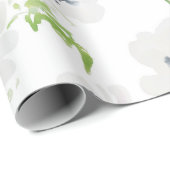 Weißes Aquarellanemon Blume Geschenkpapier (Rolleneckpunkt)