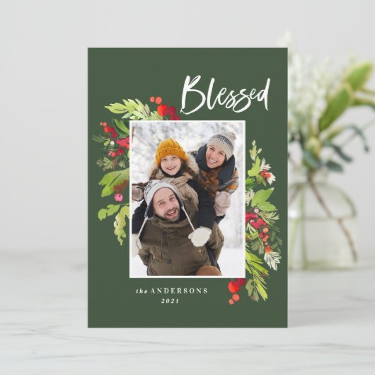 Weißes Aquarellgrün Weihnachten (Stehend Vorderseite)