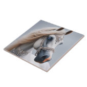 Weißes Arabian-Show-Pferd Fliese (Seite)