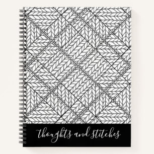 WEIßES ARGYLE-STRICKMUSTER 8,5x11 Notizbuch + Text