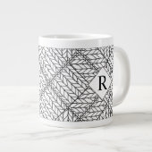 WEIßES ARGYLE-STRICKMUSTER großes Tasse + Initiale (Vorderseite Rechts)