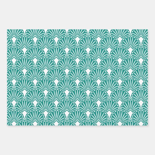 Weißes art-Deko-Muster - benutzerdefinierter Hinte Geschenkpapier Set (Vorderseite 2)