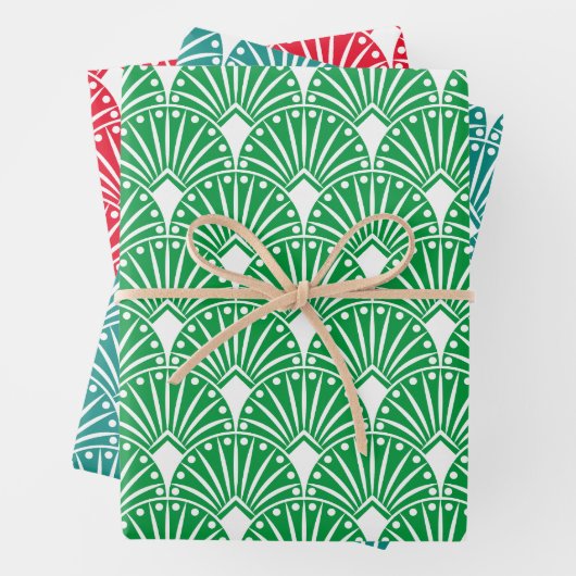 Weißes art-Deko-Muster - benutzerdefinierter Hinte Geschenkpapier Set (Beispiel)