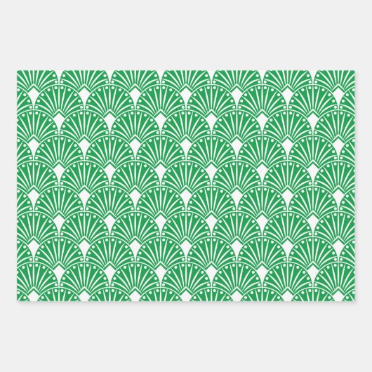 Weißes art-Deko-Muster - benutzerdefinierter Hinte Geschenkpapier Set (Vorderseite)