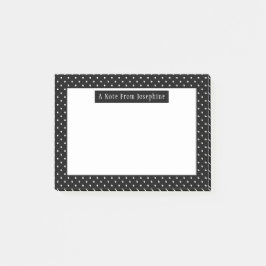Weißes auf schwarzem Punkte-Muster mit individuell Post-it Klebezettel