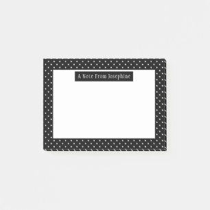 Weißes auf schwarzem Punkte-Muster mit individuell Post-it Klebezettel