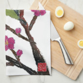 Weißes Auge, Pflaumen-Baum, Vogel Handtuch (Viertel Falte)