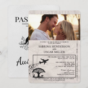 Weißes Australien Reisepass Hochzeitseinladung Einladung