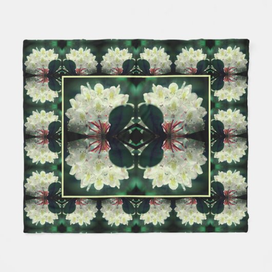 Weißes Azalea Blume Abstraktes Muster Fleecedecke (Vorderseite (Horizontal))