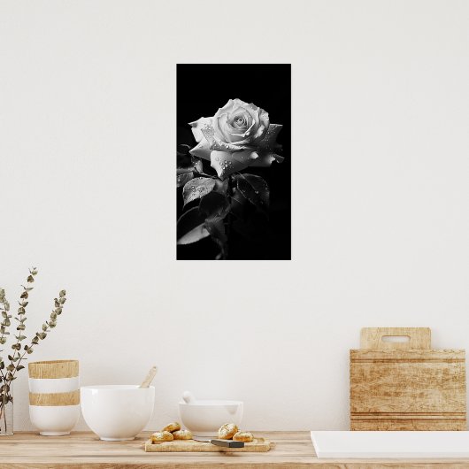 Weißes B&W-Foto Poster (Küche)