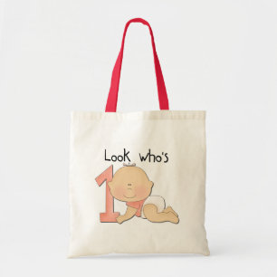 Weißes Baby-1. Geburtstags-T-Shirts und Geschenke Tragetasche
