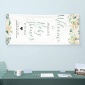 Weißes Baby-der Dusche | des Rosen-Blumenstrauß-| Banner (Messe)
