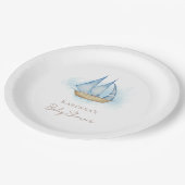 Weißes Baby-Duschpapier-Platte für Nautical Advent Pappteller (Schrägansicht)