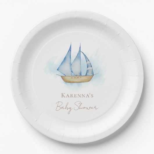 Weißes Baby-Duschpapier-Platte für Nautical Advent Pappteller (Vorderseite)