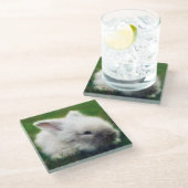 Weißes Babyblasen Glasuntersetzer (Schrägansicht)