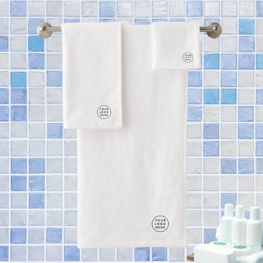 Weißes Bad mit benutzerdefinierten Logos Badhandtuch Set