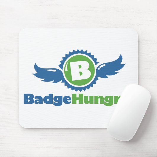 Weißes BadgeHungry Mousepad (Mit Mouse)