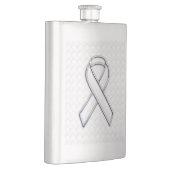 Weißes Band-Bewusstsein auf Schachbretter drucken Flachmann (Rechts)