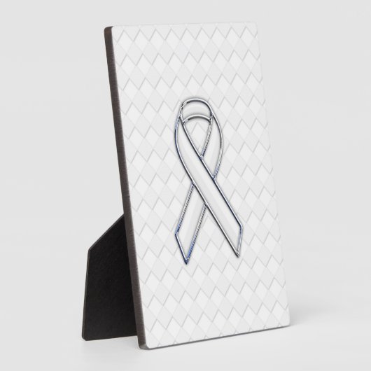 Weißes Band-Bewusstsein auf Schachbretter drucken Fotoplatte (Seite)