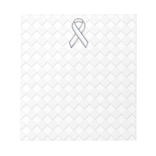 Weißes Band-Bewusstsein auf Schachbretter drucken Notizblock (Vorderseite)