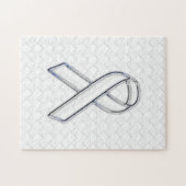 Weißes Band-Bewusstsein auf Schachbretter drucken Puzzle (Horizontal)