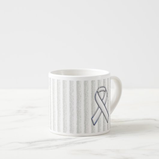 Weißes Band-Bewusstsein auf vertikalen Streifen Espressotasse (Vorderseite Rechts)