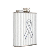 Weißes Band-Bewusstsein auf vertikalen Streifen Flachmann (Rechts)