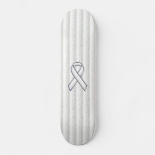 Weißes Band-Bewusstsein auf vertikalen Streifen Skateboard